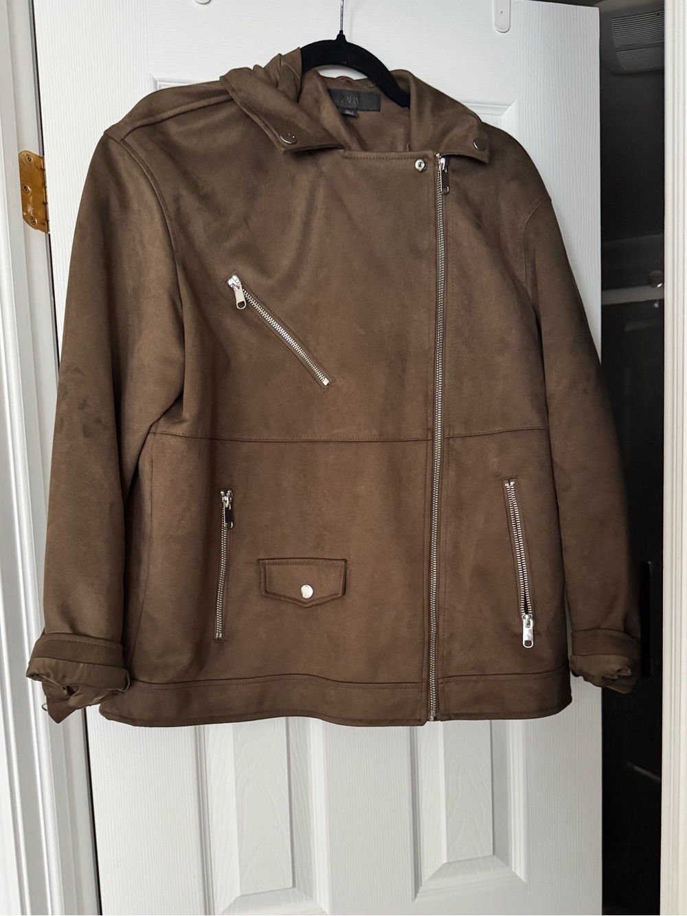 Woman’s Oversized Brown Suede Biker Jacket